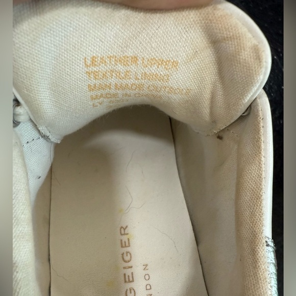 KURT GEIGER LONDON White Leather Sneakers w Studs & Brass Eagle Head 39 - Picture 8 of 10